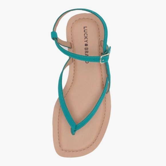 Lucky Brand Teal Blue Suede Bylee Strappy Thong Sandals - Picture 1 of 7